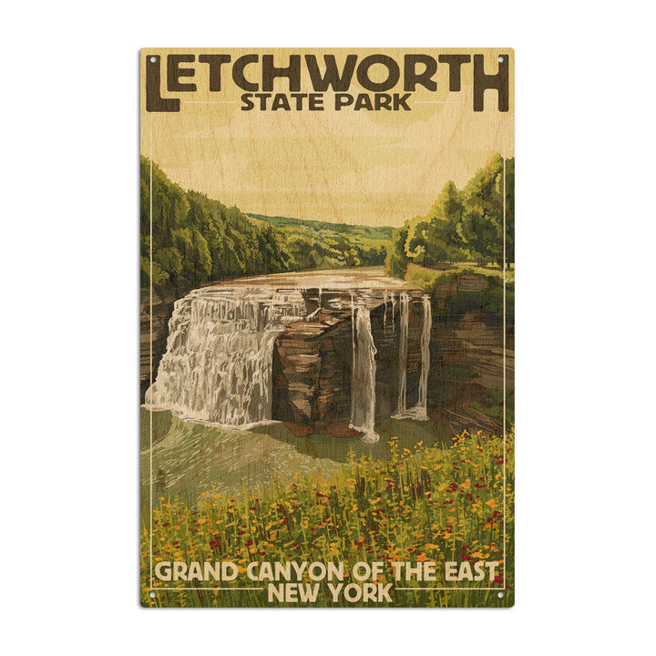 Letchworth State Park, New York, Middle Falls, Grand Canyon of the East, Lantern Press Artwork, Wood Signs and Postcards Wood Lantern Press 10 x 15 Wood Sign 
