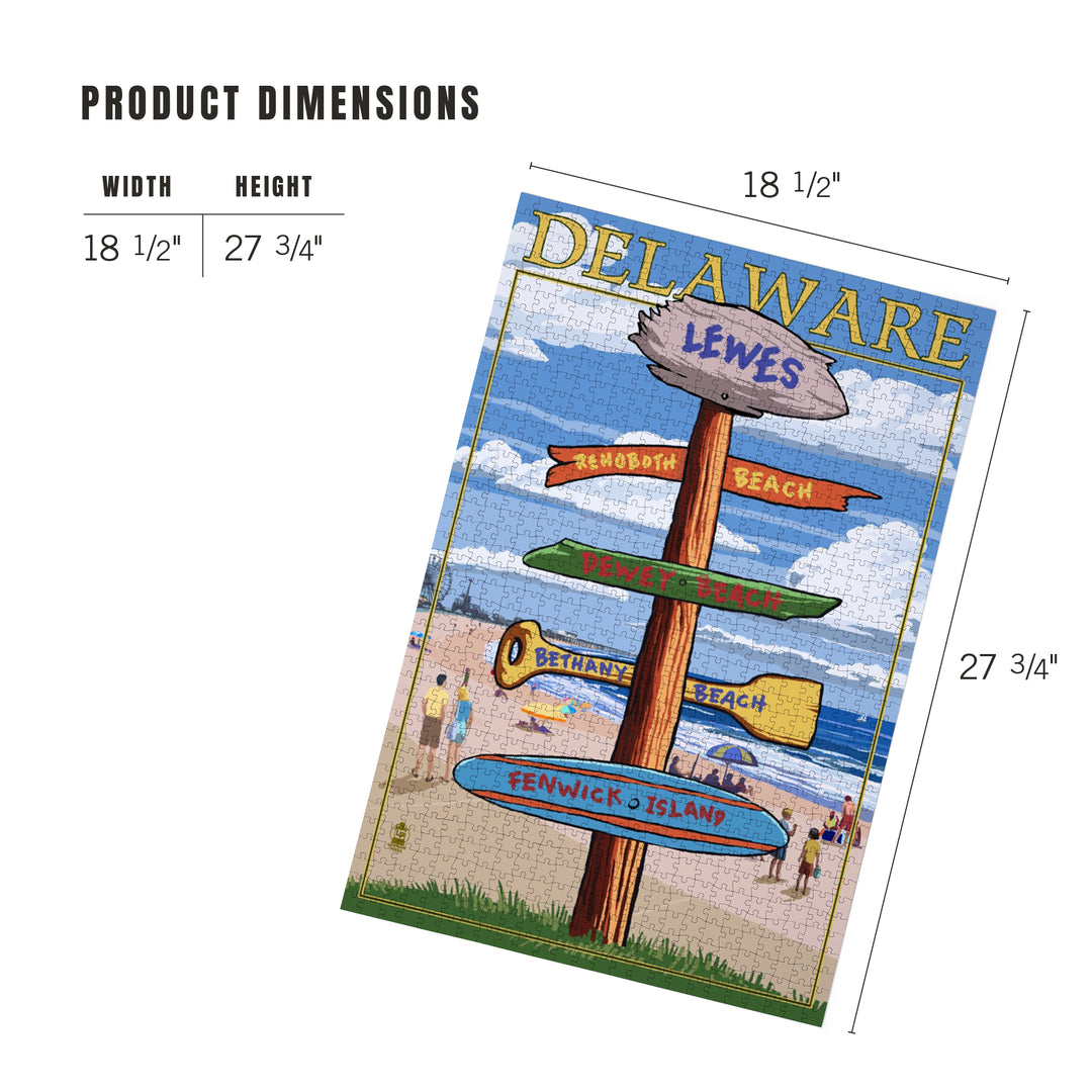 Lewes, Delaware, Destinations Sign, Jigsaw Puzzle Puzzle Lantern Press 