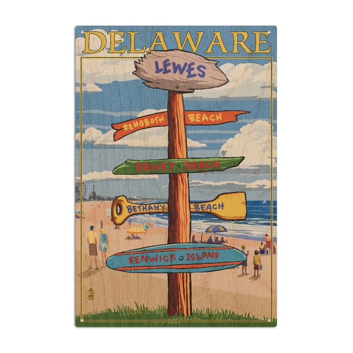 Lewes, Delaware, Destinations Sign, Lantern Press Artwork, Wood Signs and Postcards Wood Lantern Press 10 x 15 Wood Sign 