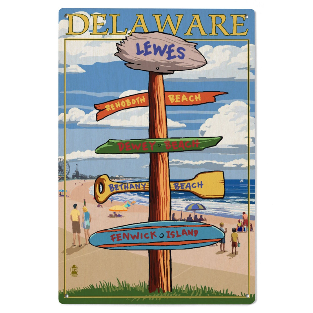 Lewes, Delaware, Destinations Sign, Lantern Press Artwork, Wood Signs and Postcards Wood Lantern Press 