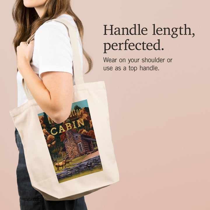 Life is Better at the Cabin, National Park WPA Sentiment, Tote Bag Totes Lantern Press 