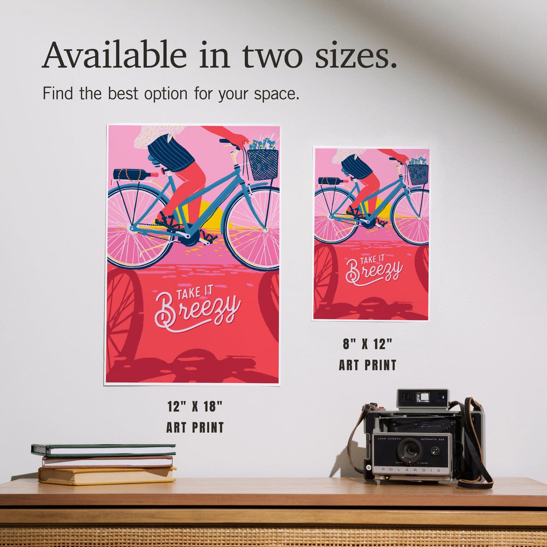 Life's A Ride Collection, Bicycling on the Beach, Take it Breezy, Art & Giclee Prints Art Lantern Press 