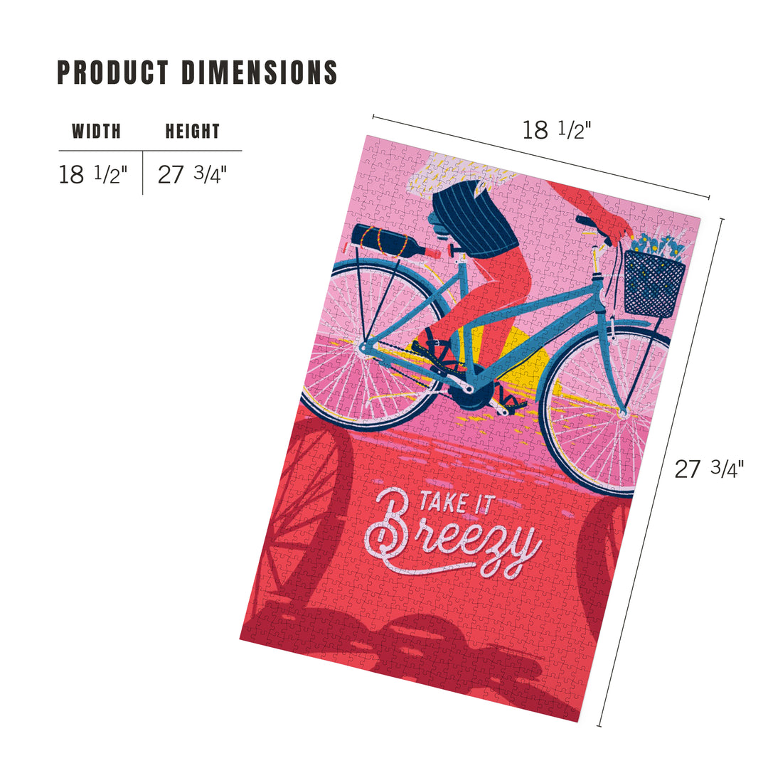 Life's A Ride Collection, Bicycling on the Beach, Take it Breezy, Jigsaw Puzzle Puzzle Lantern Press 