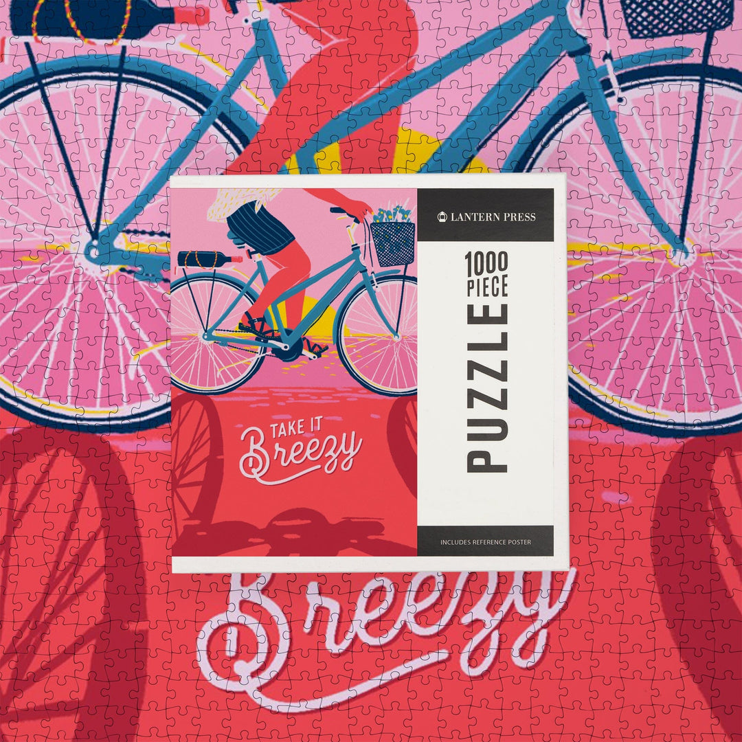 Life's A Ride Collection, Bicycling on the Beach, Take it Breezy, Jigsaw Puzzle Puzzle Lantern Press 