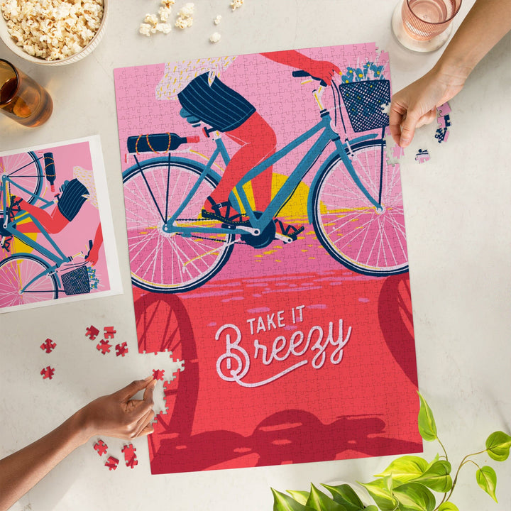 Life's A Ride Collection, Bicycling on the Beach, Take it Breezy, Jigsaw Puzzle Puzzle Lantern Press 