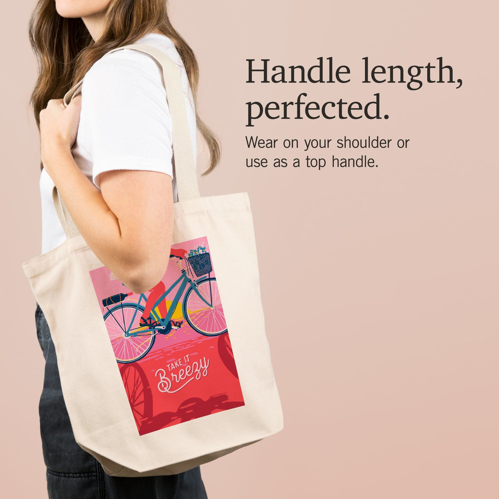 Life's A Ride Collection, Bicycling on the Beach, Take it Breezy, Tote Bag Totes Lantern Press 