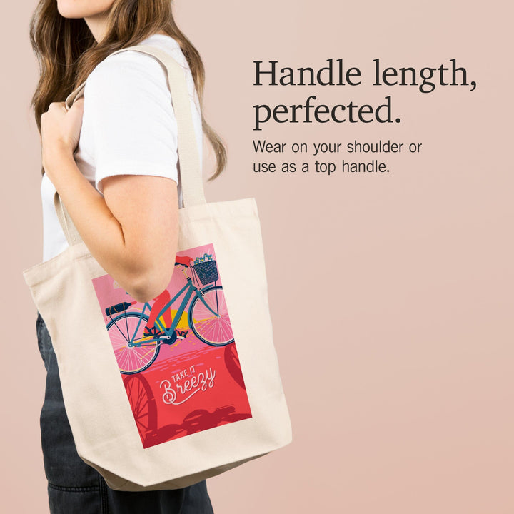 Life's A Ride Collection, Bicycling on the Beach, Take it Breezy, Tote Bag Totes Lantern Press 