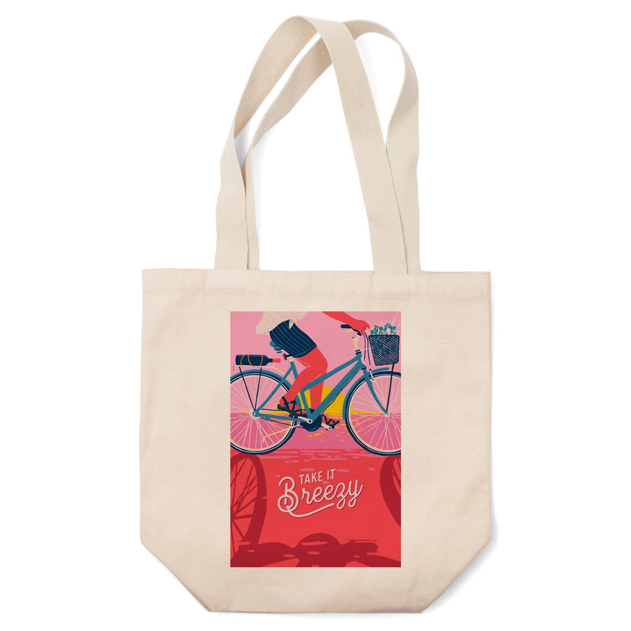 Life's A Ride Collection, Bicycling on the Beach, Take it Breezy, Tote Bag Totes Lantern Press 