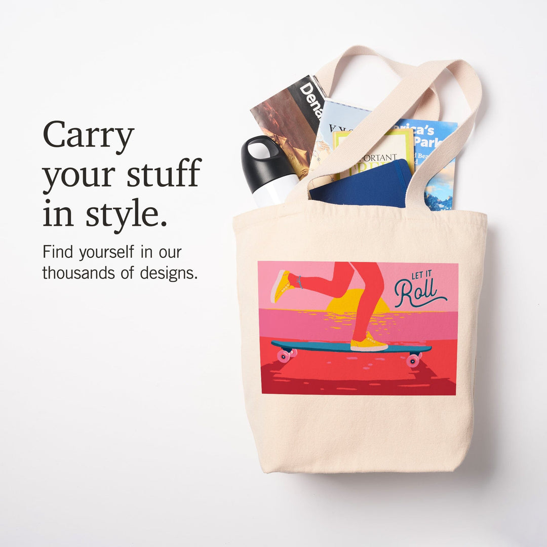 Life's A Ride Collection, Skateboarding, Let it Roll, Tote Bag Totes Lantern Press 