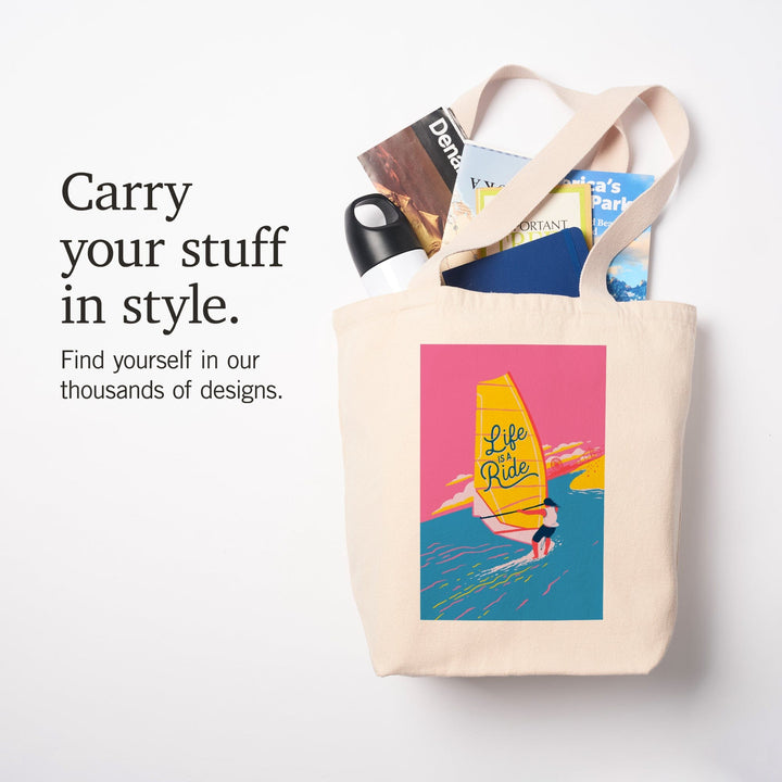 Life's A Ride Collection, Windsurfing, Life is a Ride, Tote Bag Totes Lantern Press 