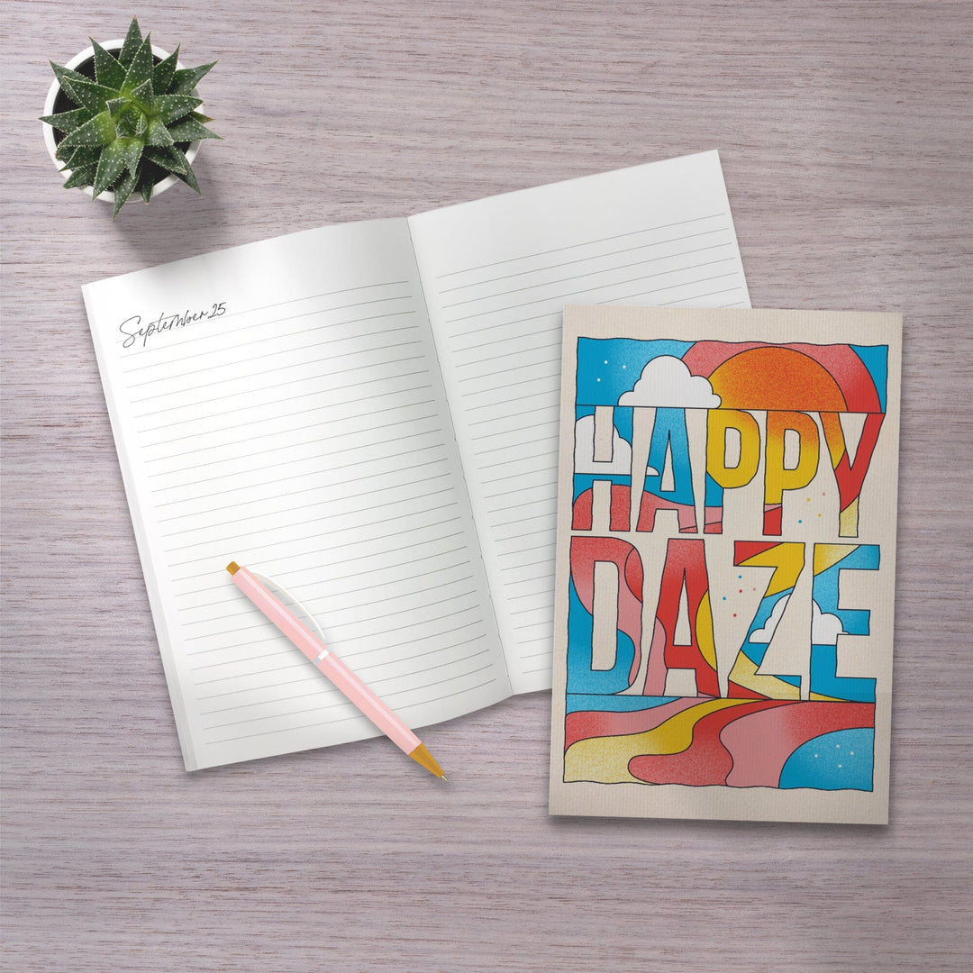 Lined 6x9 Journal, 70s Sunshine Collection, Happy Daze, Lay Flat, 193 Pages, FSC paper Home Lantern Press 