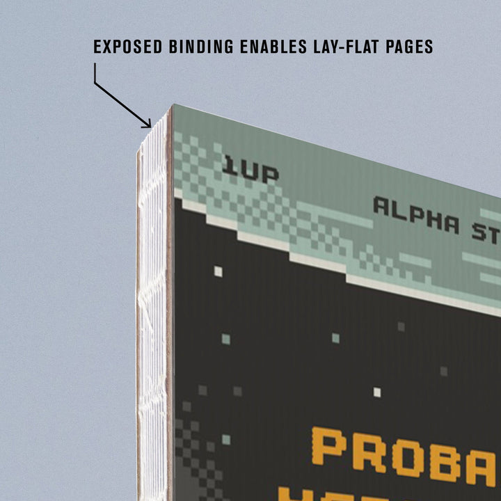 Lined 6x9 Journal, 8-Bit Space Collection, International Space Station, Probably Be Here For A Bit, Lay Flat, 193 Pages, FSC paper Home Lantern Press 