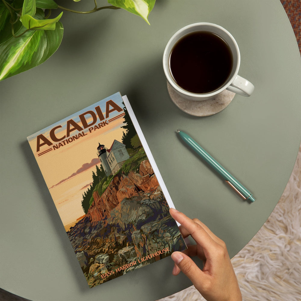 Lined 6x9 Journal, Acadia National Park, Maine, Bass Harbor Lighthouse, Lay Flat, 193 Pages, FSC paper Home Lantern Press 