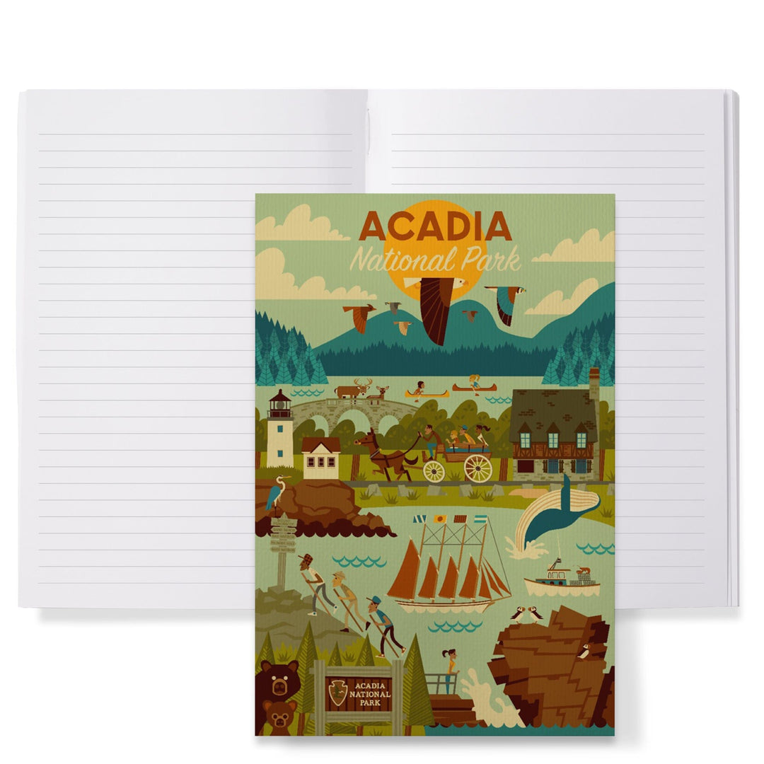 Lined 6x9 Journal, Acadia National Park, Maine, Geometric National Park Series, Lay Flat, 193 Pages, FSC paper Home Lantern Press 