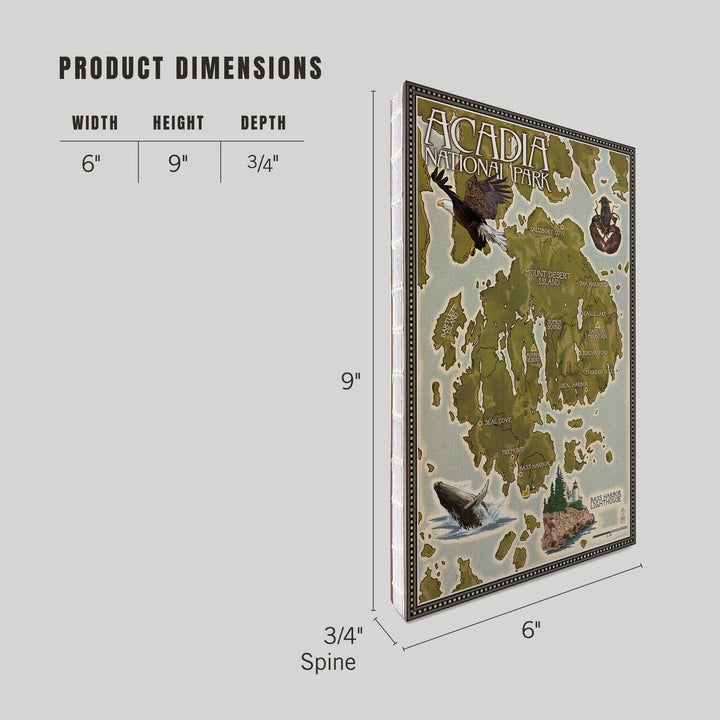 Lined 6x9 Journal, Acadia National Park, Maine, Map, Lay Flat, 193 Pages, FSC paper Home Lantern Press 