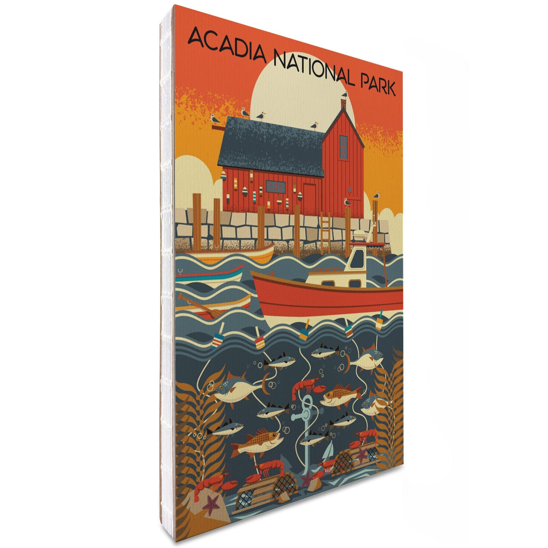 Lined 6x9 Journal, Acadia National Park, Maine, Nautical Geometric, Lay Flat, 193 Pages, FSC paper Home Lantern Press 