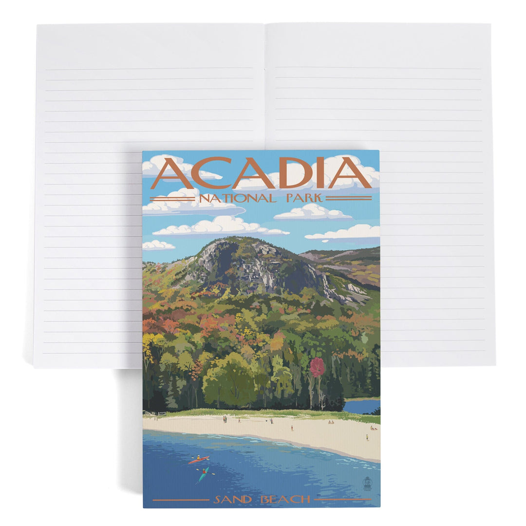 Lined 6x9 Journal, Acadia National Park, Maine, Sand Beach Scene, Lay Flat, 193 Pages, FSC paper Home Lantern Press 