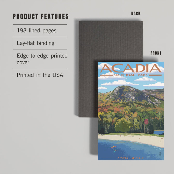 Lined 6x9 Journal, Acadia National Park, Maine, Sand Beach Scene, Lay Flat, 193 Pages, FSC paper Home Lantern Press 