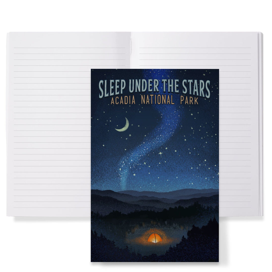 Lined 6x9 Journal, Acadia National Park, Maine, Sleep Under Stars, Lay Flat, 193 Pages, FSC paper Home Lantern Press 