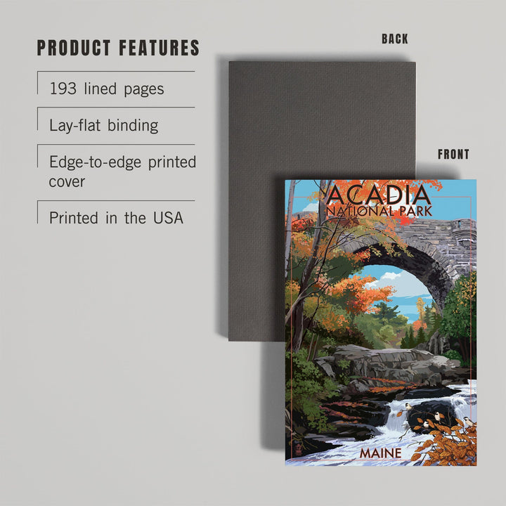 Lined 6x9 Journal, Acadia National Park, Maine, Stone Bridge, Lay Flat, 193 Pages, FSC paper Home Lantern Press 