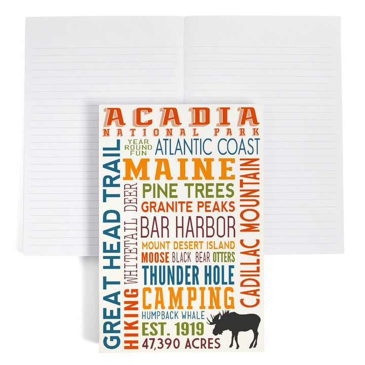 Lined 6x9 Journal, Acadia National Park, Maine, Typography, Lay Flat, 193 Pages, FSC paper Home Lantern Press 