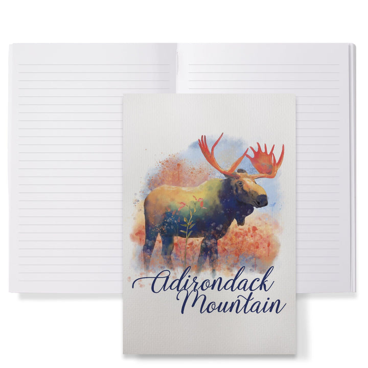 Lined 6x9 Journal, Adirondack Mountains, Moose, Watercolor Press, Lay Flat, 193 Pages, FSC paper Home Lantern Press 