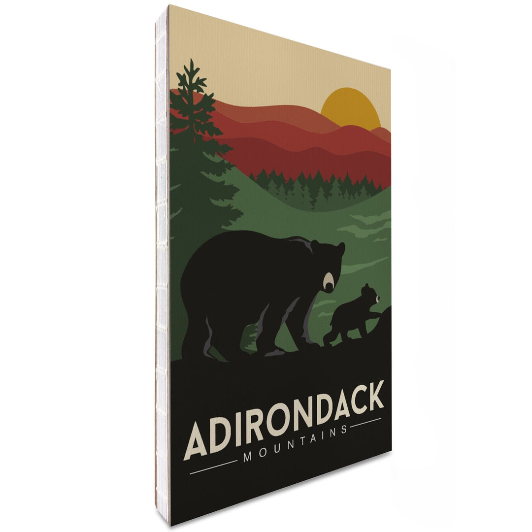 Lined 6x9 Journal, Adirondack Mountains, New York, Black Bear and Cub, Lay Flat, 193 Pages, FSC paper Home Lantern Press 