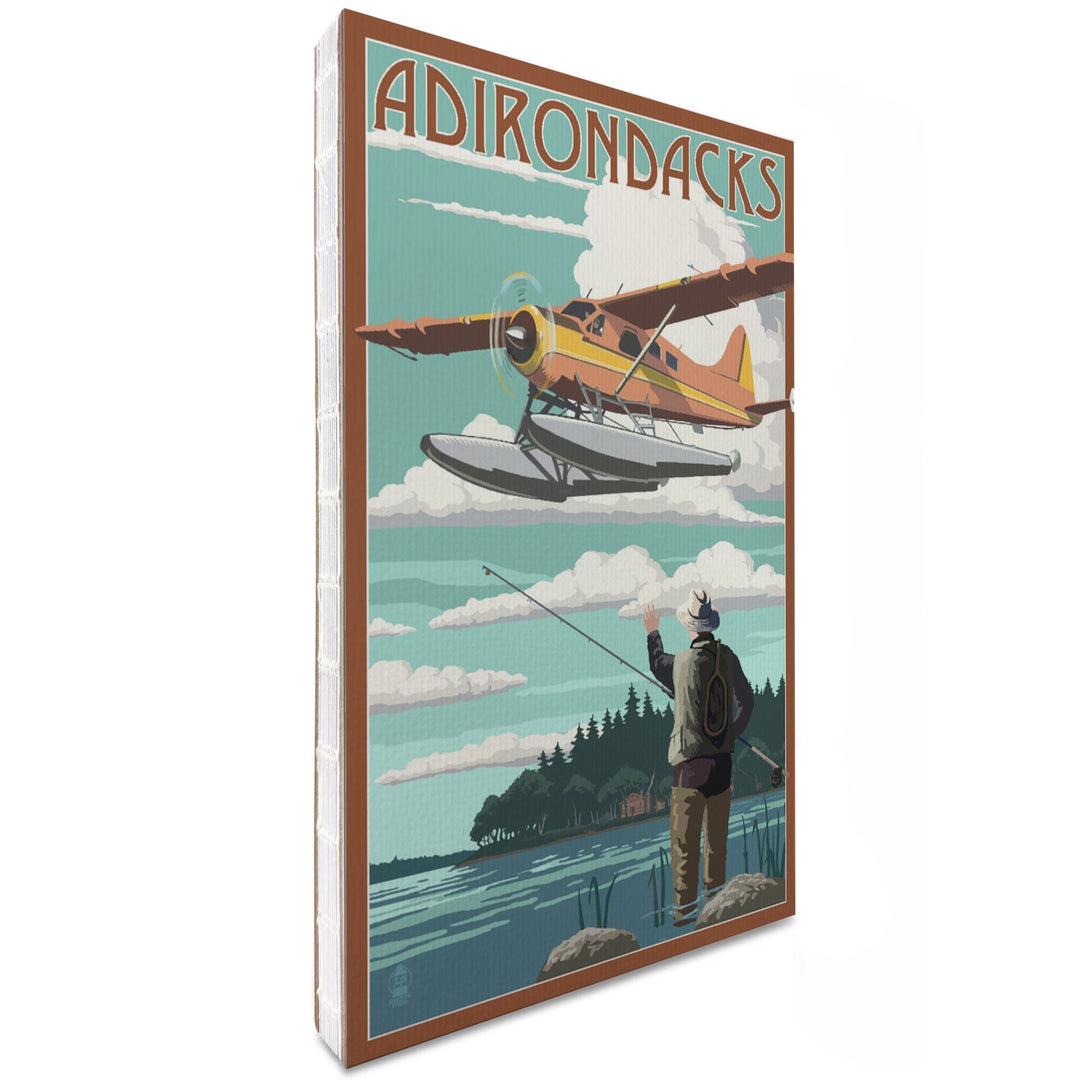 Lined 6x9 Journal, Adirondack Mountains, New York, Float Plane and Fisherman, Lay Flat, 193 Pages, FSC paper Home Lantern Press 