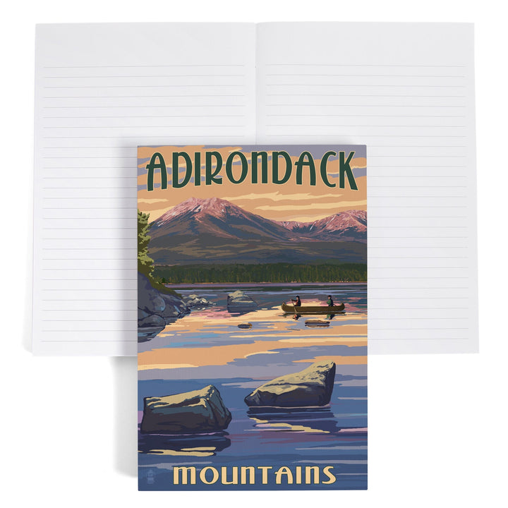 Lined 6x9 Journal, Adirondack Mountains, New York, Lake and Mountain View, Lay Flat, 193 Pages, FSC paper Home Lantern Press 