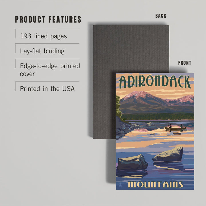 Lined 6x9 Journal, Adirondack Mountains, New York, Lake and Mountain View, Lay Flat, 193 Pages, FSC paper Home Lantern Press 