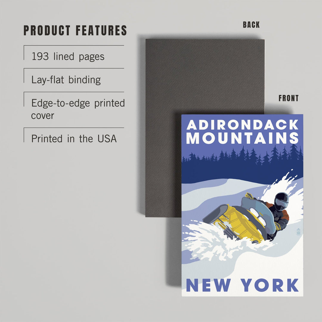 Lined 6x9 Journal, Adirondack Mountains, New York, Snowmobile Scene, Lay Flat, 193 Pages, FSC paper Home Lantern Press 