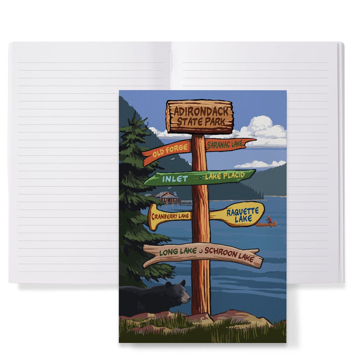 Lined 6x9 Journal, Adirondack State Park, New York, Destination Signpost, Lay Flat, 193 Pages, FSC paper Home Lantern Press 