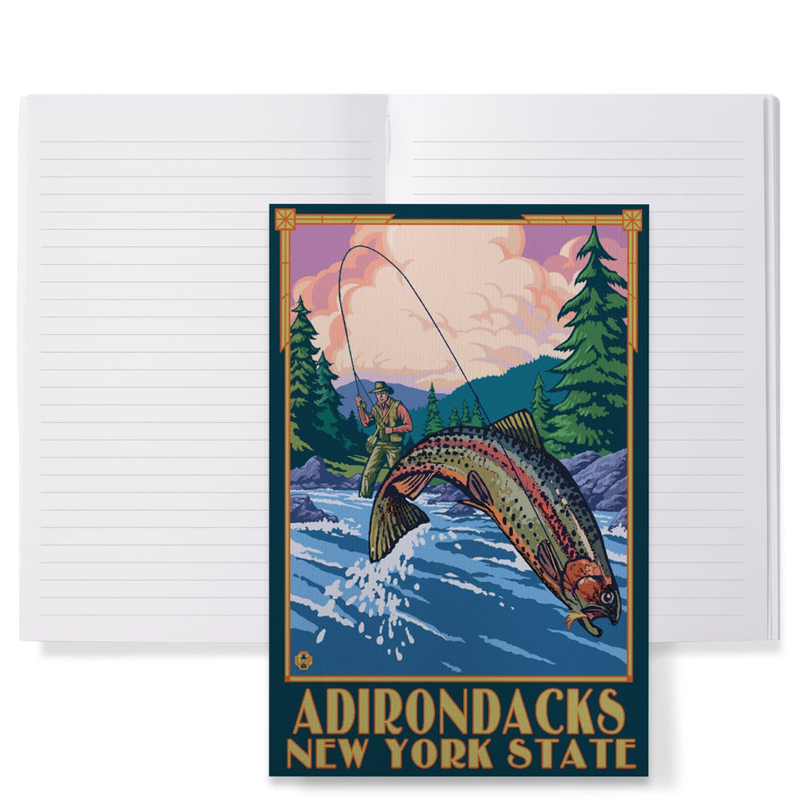 Lined 6x9 Journal, Adirondacks, New York, Fly Fisherman, Lay Flat, 193 Pages, FSC paper Home Lantern Press 