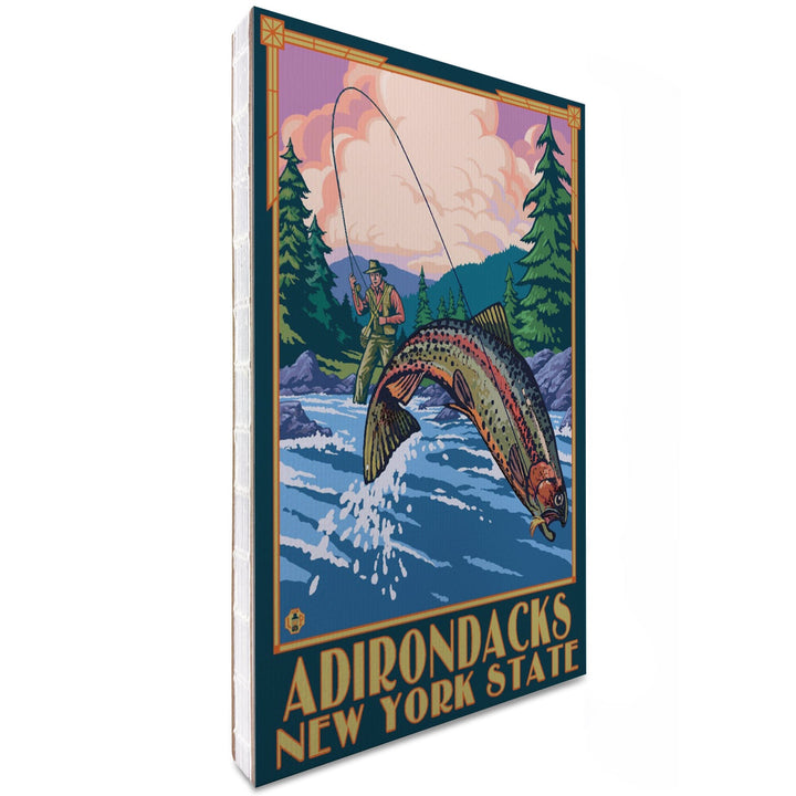 Lined 6x9 Journal, Adirondacks, New York, Fly Fisherman, Lay Flat, 193 Pages, FSC paper Home Lantern Press 