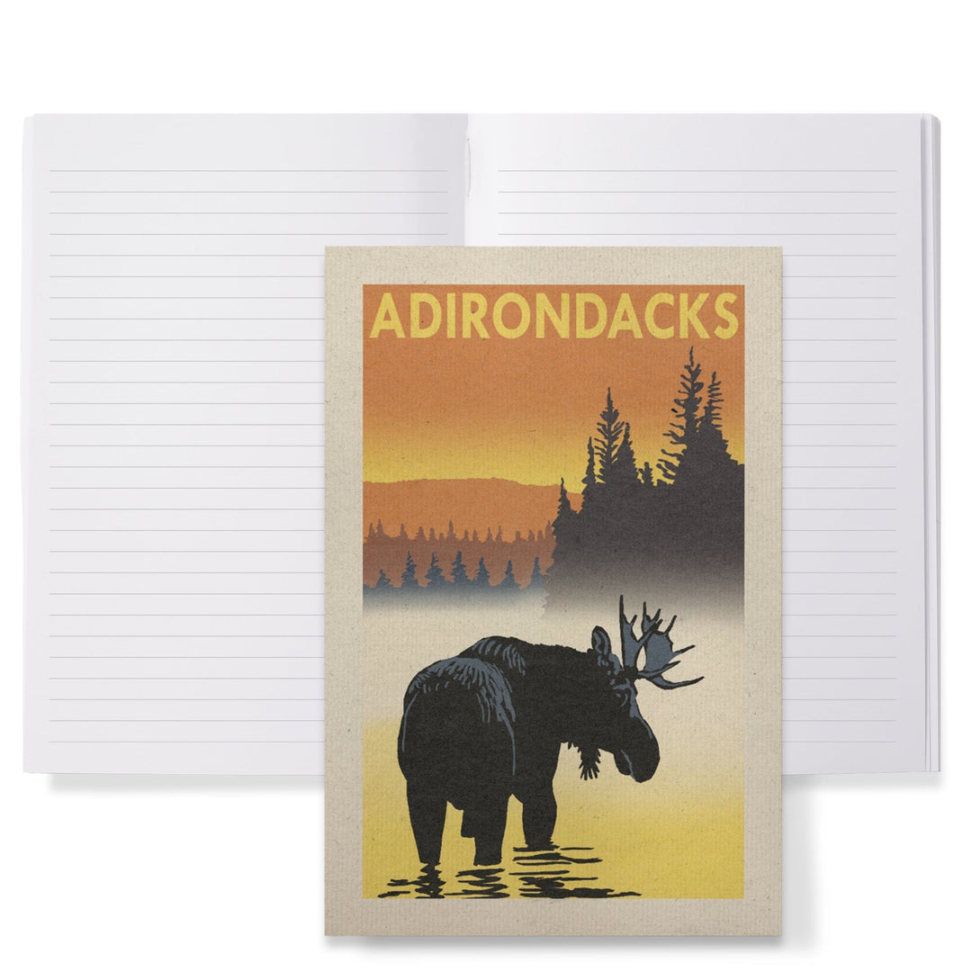 Lined 6x9 Journal, Adirondacks, New York, Moose at Dawn, Lay Flat, 193 Pages, FSC paper Home Lantern Press 