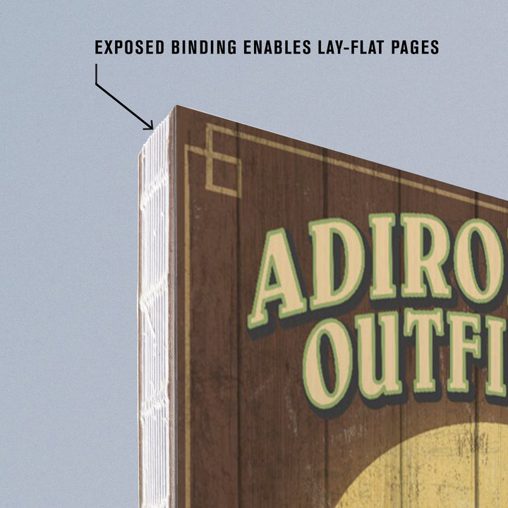 Lined 6x9 Journal, Adirondacks, New York State, Outfitters Vintage Sign Loon, Lay Flat, 193 Pages, FSC paper Home Lantern Press 