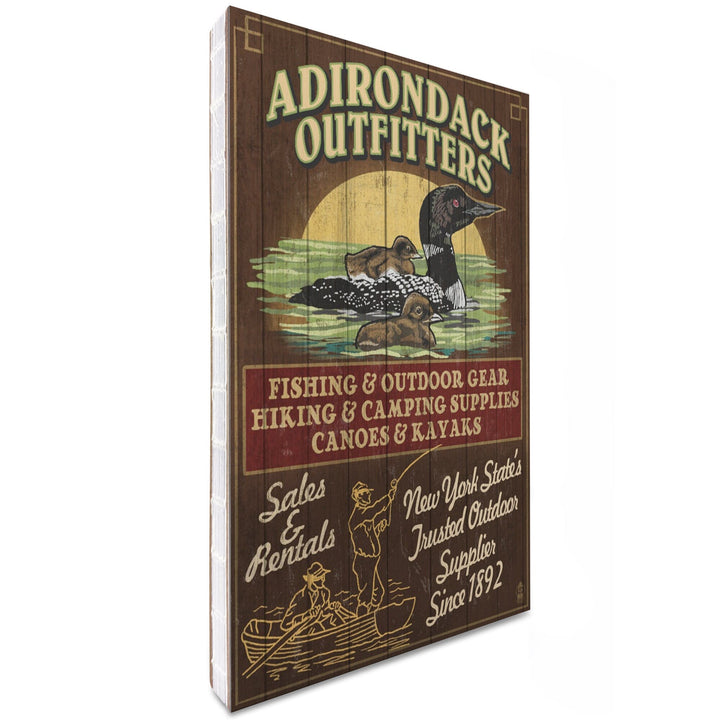 Lined 6x9 Journal, Adirondacks, New York State, Outfitters Vintage Sign Loon, Lay Flat, 193 Pages, FSC paper Home Lantern Press 