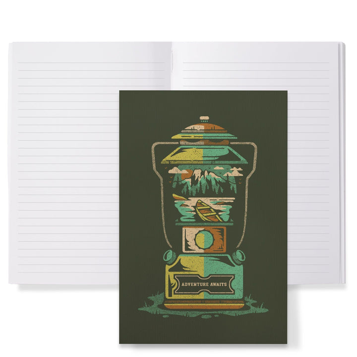 Lined 6x9 Journal, Adventure Awaits, Distressed Vector, Lay Flat, 193 Pages, FSC paper Home Lantern Press 