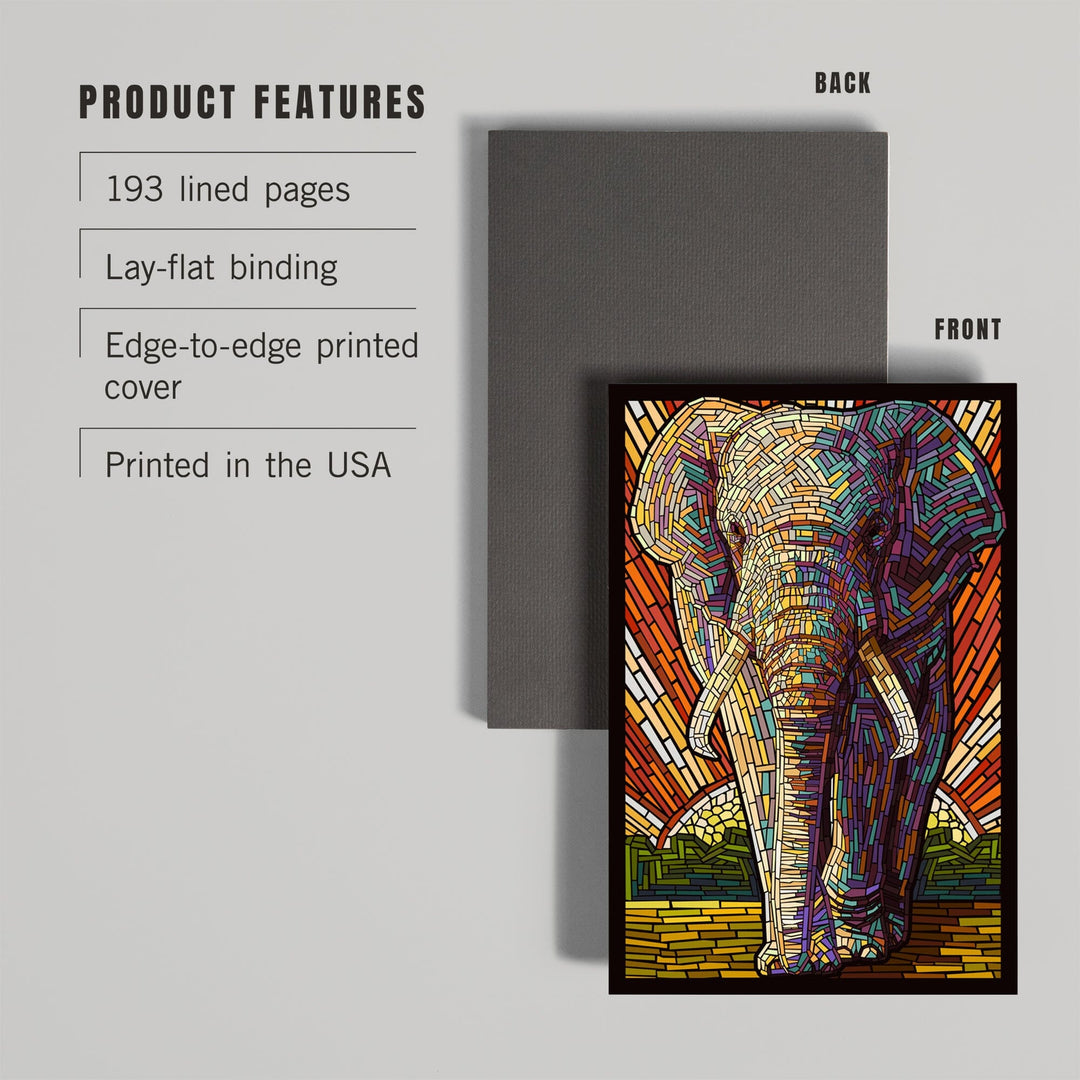 Lined 6x9 Journal, African Elephant, Paper Mosaic, Lay Flat, 193 Pages, FSC paper Home Lantern Press 