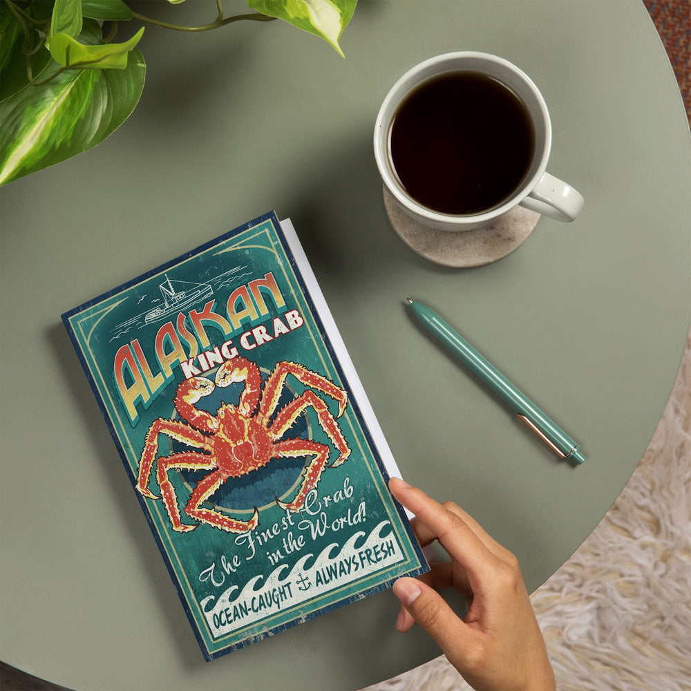 Lined 6x9 Journal, Alaska King Crab Vintage Sign, Lay Flat, 193 Pages, FSC paper Home Lantern Press 