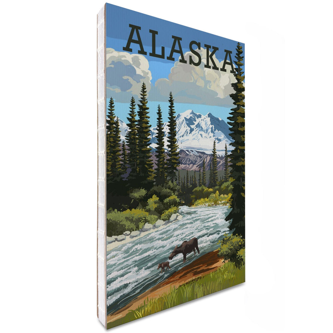 Lined 6x9 Journal, Alaska, Moose and River Rapids, Lay Flat, 193 Pages, FSC paper Home Lantern Press 