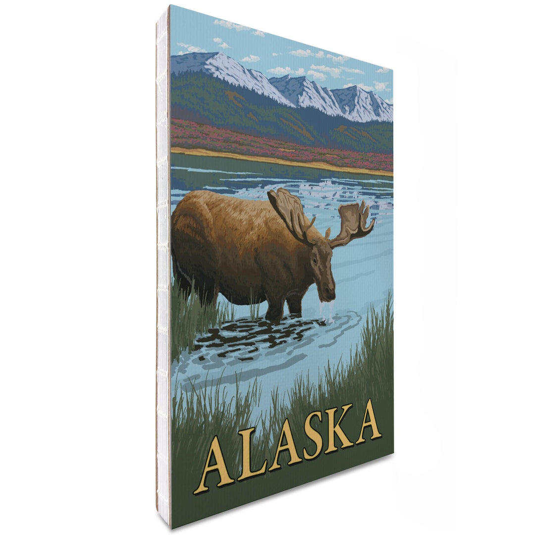 Lined 6x9 Journal, Alaska, Moose in Water, Lay Flat, 193 Pages, FSC paper Home Lantern Press 