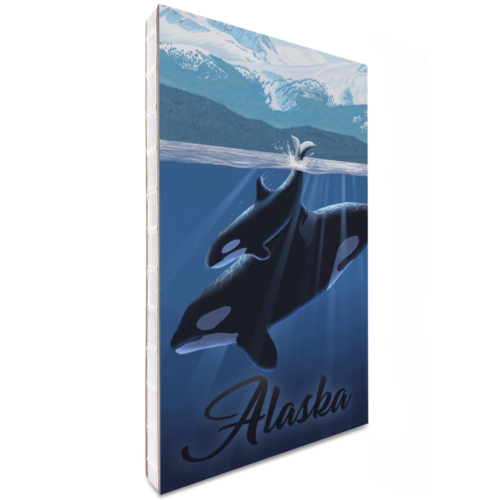 Lined 6x9 Journal, Alaska, Orca and Calf, Lay Flat, 193 Pages, FSC paper Home Lantern Press 