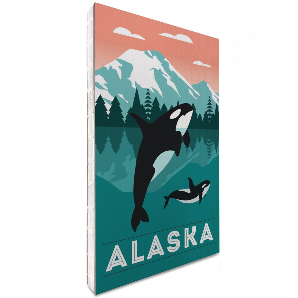 Lined 6x9 Journal, Alaska, Orca Whale and Calf, Lay Flat, 193 Pages, FSC paper Home Lantern Press 