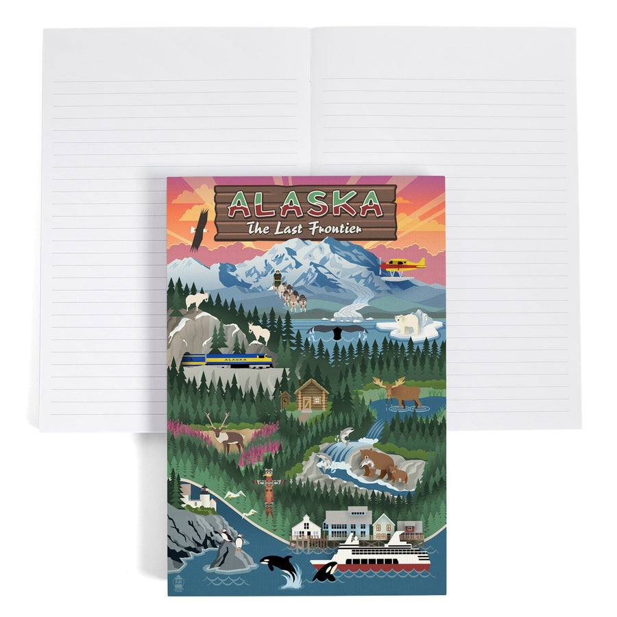 Lined 6x9 Journal, Alaska, Retro Scenes, Lay Flat, 193 Pages, FSC paper Home Lantern Press 