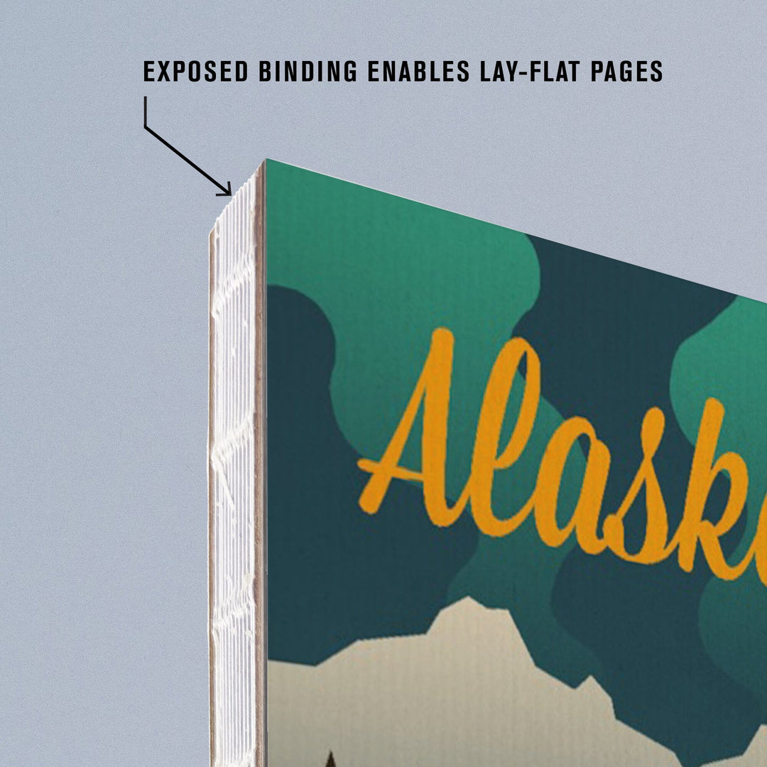 Lined 6x9 Journal, Alaska, Retro Skyline, Lay Flat, 193 Pages, FSC paper Home Lantern Press 