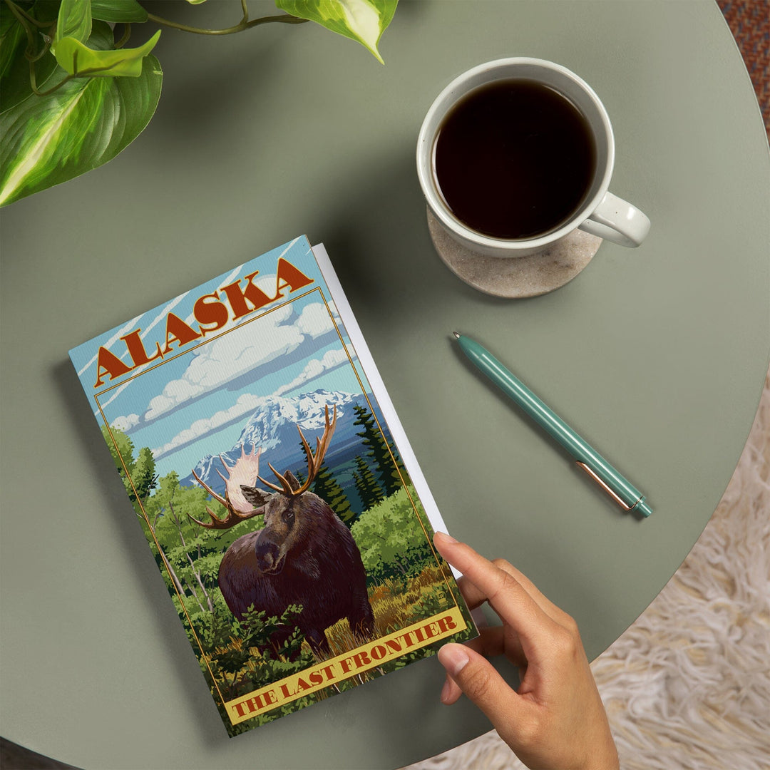 Lined 6x9 Journal, Alaska, The Last Frontier, Moose, Lay Flat, 193 Pages, FSC paper Home Lantern Press 