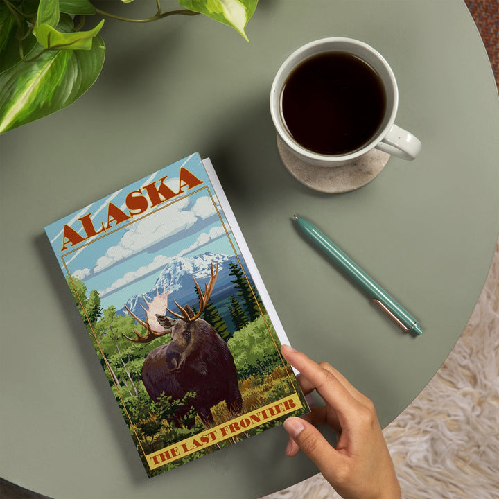 Lined 6x9 Journal, Alaska, The Last Frontier, Moose, Lay Flat, 193 Pages, FSC paper Home Lantern Press 