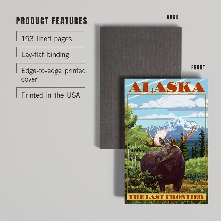 Lined 6x9 Journal, Alaska, The Last Frontier, Moose, Lay Flat, 193 Pages, FSC paper Home Lantern Press 