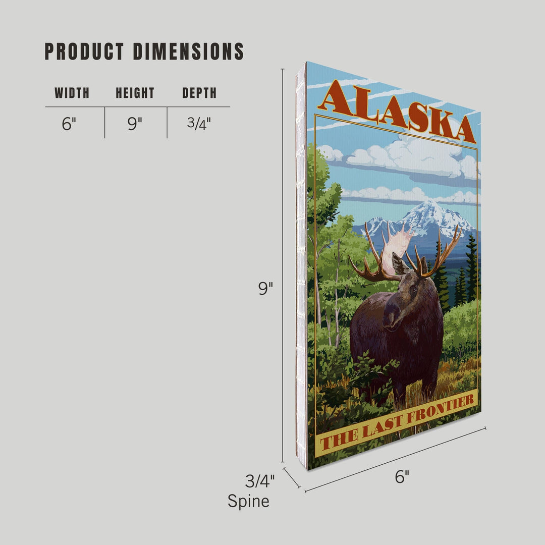 Lined 6x9 Journal, Alaska, The Last Frontier, Moose, Lay Flat, 193 Pages, FSC paper Home Lantern Press 